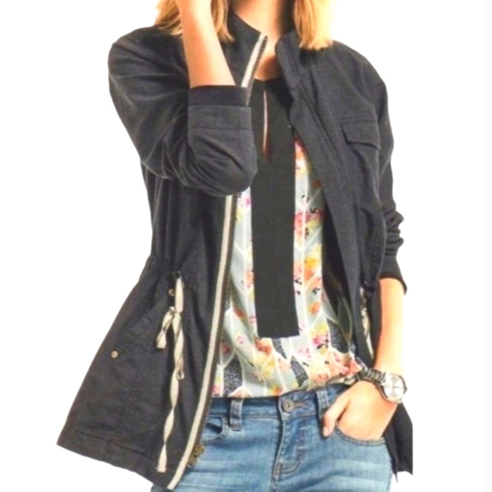 CAbi Cotton Weekend Utility Jacket Charcoal Gray